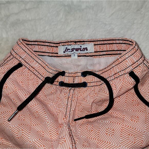 Jr. Swim Lined Shorts Trunks with Abstract Print & Navy Accents Size 5/6 - Picture 5 of 10